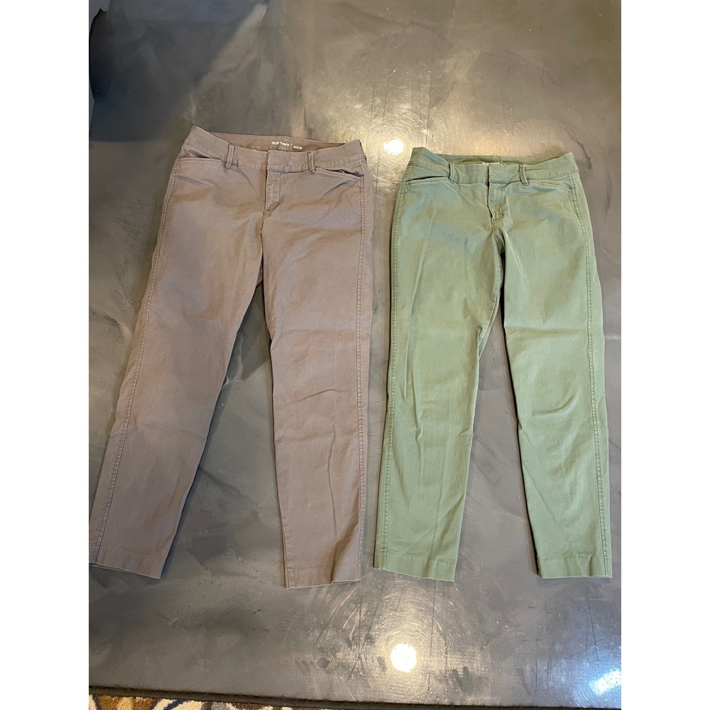 Old Navy Pixie Pants Lot of 2 Size 4 Regular Green Gray Chino Ankle Cropped